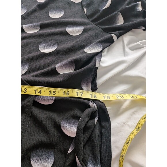 Apt. 9 Dress Women's XL Black White Faux Wrap Stretch Polkadot Casual Corpcore - Picture 11 of 12
